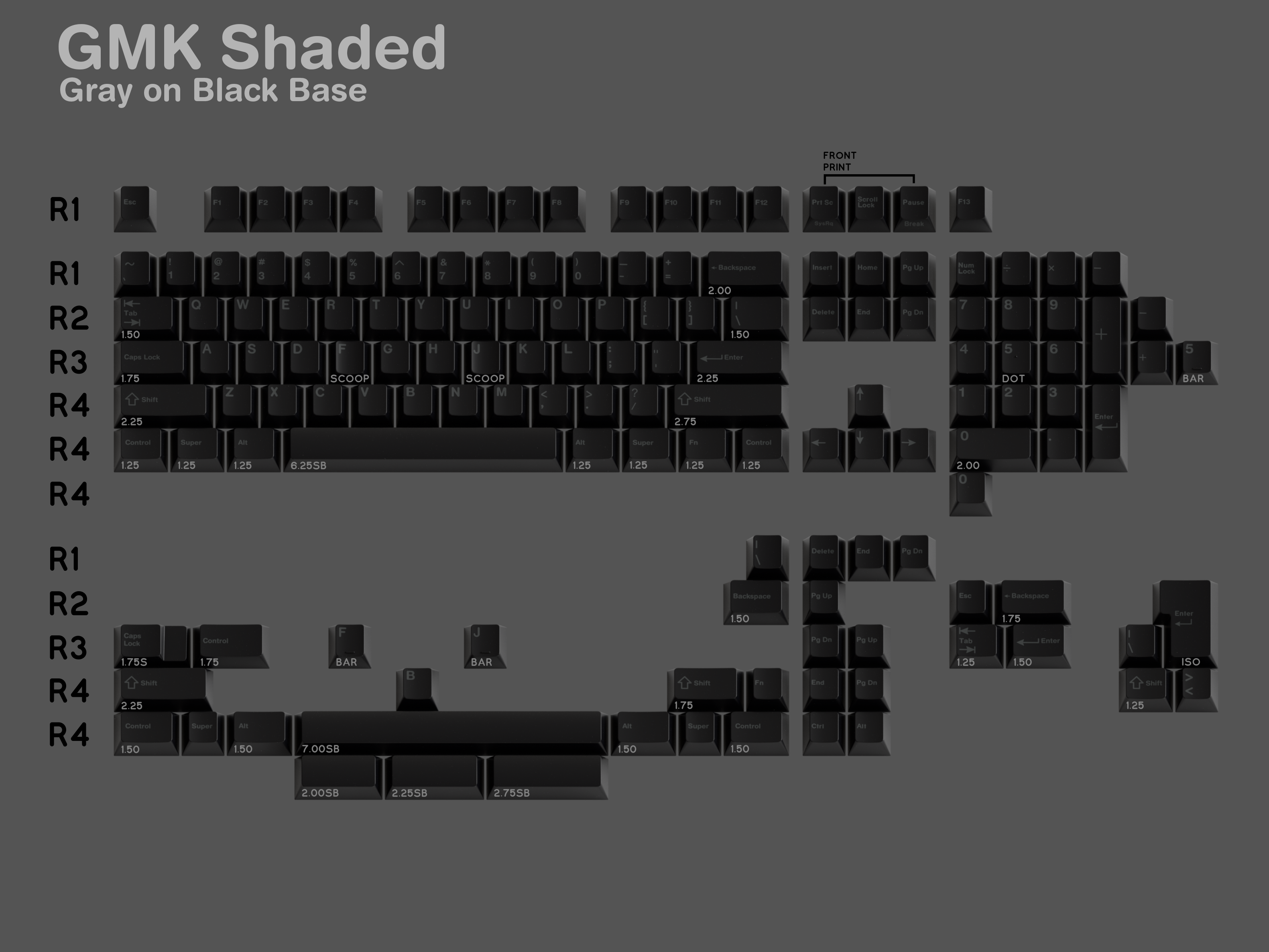 GMK Shaded Keycap Set | Black and Gray Keycaps for Custom Keyboards